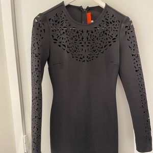 MIDI dress with perforated front and sleeve